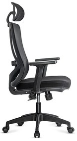 Scaun ergonomic negru cu tetiera, brate si suport lombar reglabile OFF 987