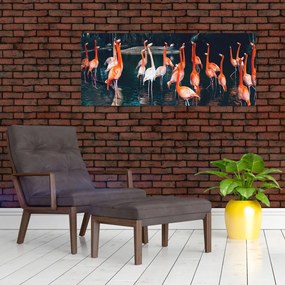 Tablou - turmă de flamingo (120x50 cm)