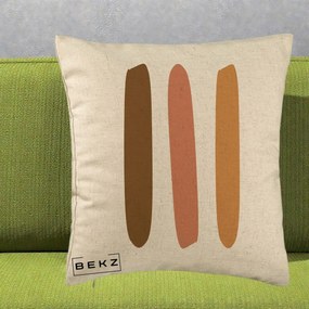 Perna Decorativa Abstract Linii Terracotta, 40x40 cm, Bej, Husa Detasabila, Perna Inclusa, BEKZ®