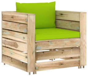Set mobilier de gradina cu perne, 2 piese, lemn verde tratat bright green and brown, 2