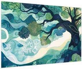 Tablou – Coroană verde a arborelui vieții (90x60 cm)