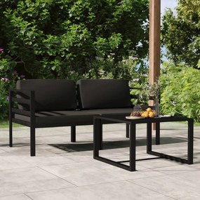 3107779 vidaXL Set mobilier de grădină cu perne, 3 piese, antracit, aluminiu