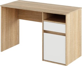 Birou BILI NEW, stejar sonoma/alb, DTD laminat, 120x53x75.5 cm