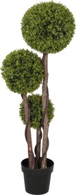 HOMCOM Plantă Artificială de Buxus cu 3 Sfere, Ghiveci Inclus și Bază Întărită, Ø19,5x115 cm, Verde | Aosom Romania