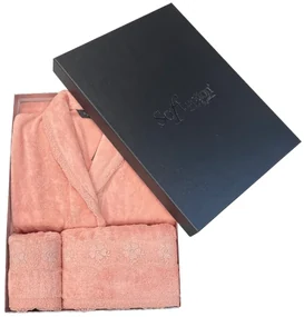 Halat femei STELLA + prosop + prosop de corp + cutie cadou M Prună / Plum red