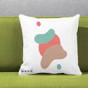 Perna Decorativa Abstract Forme Fluide Coral, 40x40 cm, Alba Mata, Husa Detasabila, Perna Inclusa, BEKZ®