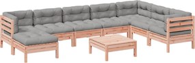 vidaXL Set canapele grădină cu perne 9 locuri, lemn masiv brad douglas