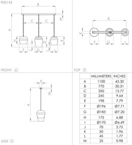 Lustră pe cablu CAMBAITO 3xE27/40W/230V Eglo 900143
