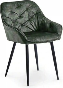 Scaun tapitat K418, verde/negru, stofa clasica/metal, 56x65x81 cm