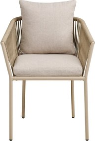 Scaun de grădină bej din metal/capitonat Salerno – House Nordic