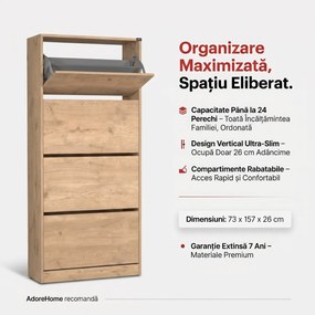 Pantofar Adore Max XL, 24 Perechi, 4 Compartimente, 73x157x26 cm