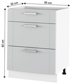 Dulap inferior de bucătărie Janne Typ 57 (Gri deschis + Alb). 1021223