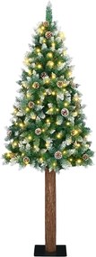 vidaXL Brad de Crăciun subțire Verde 180 cm PVC și lemn de PIN masiv