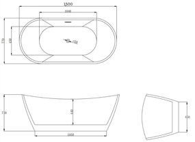 Set cada baie freestanding ovala 150 x 77 cm, Bella Foglia, plus baterie freestanding, auriu lucios