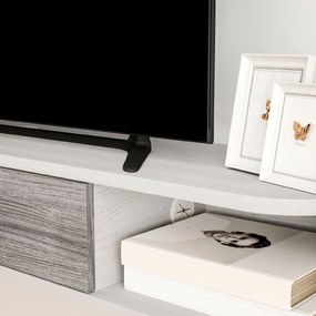 HOMCOM Mobilier TV Suspendat cu 2 Rafturi Deschise și un Dulăpior cu Ușă Rabatabilă, 120x26x16 cm, Gri | Aosom Romania