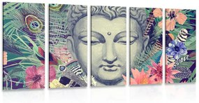 Tablou 5-piese Buddha pe fundalul exotic