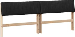 vidaXL Tăblie tapițată Negru 200 cm Lemn de pin masiv
