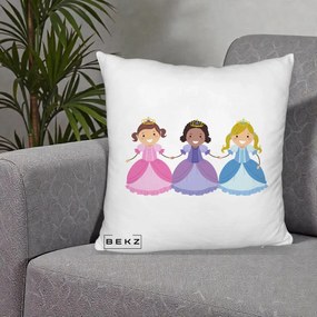 Perna Personalizata Printese Diverse Ilustratie, 40x40 cm, Alb Pufos, Husa Detasabila, Perna Inclusa, BEKZ®