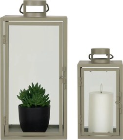 Felinare decorative Corfu, metal/vidră, verde, set de 2