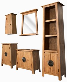 vidaXL Set de baie, 5 piese, lemn masiv de pin