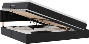 vidaXL Pat cu saltea și spațiu de depozitare Negru 200 x 200 cm