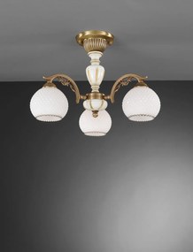 Lustra aplicata cu 3 brate clasic design italian din alama, sticla si lemn 8605 RA-PL. 8625/3