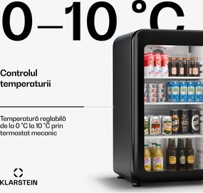 Klarstein Audrey Evo frigider pentru băuturi, Design retro, Uși din sticlă, 93 L, Clasa energetică C