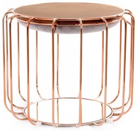 Taburet tapitat/masuta de cafea rotund/a Comfortable 50x50x45 cm gri deschis