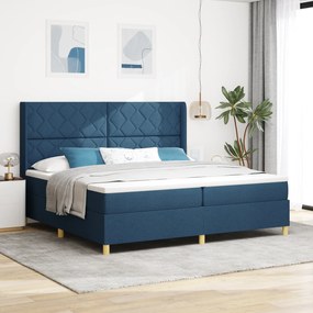 vidaXL Pat box spring cu saltea &amp; LED, albastru, 200x200 cm, textil