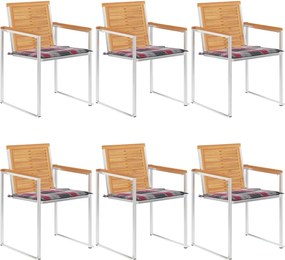 vidaXL Scaune de grădină cu perne, 6 buc., lemn masiv de tec