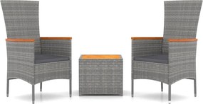 vidaXL Set șezlonguri de grădină, 3 piese, poliratan și lemn acacia