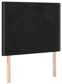 Pat box spring cu saltea, negru, 90x190 cm, catifea Negru, 90 x 190 cm, Culoare unica si cuie de tapiterie