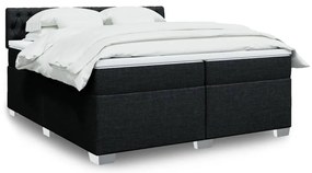 vidaXL Pat box spring cu saltea, negru, 200x200 cm, textil