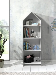 Bibliotecă pentru Copii Căsuță, Alb, (MDF) – CASAMI – Vipack