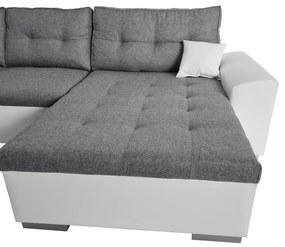 Supermobel Coltar in forma de U WITOS, 344x81x163, malmo 95 /piele ecologica alba, dreapta