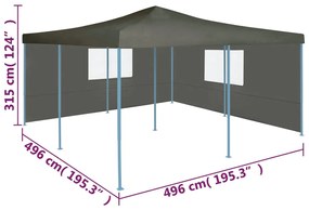 Pavilion pliabil cu 2 pereti laterali, antracit, 5 x 5 m Antracit, 5 x 5 m