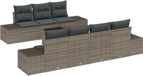 vidaXL Set de canapele pentru grădină cu pernă 8 pcs Gri poliratan