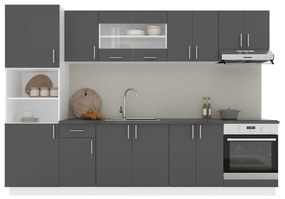 Set Bucatarie Karo V27, Antracit/Alb, Blat Thermo 28 mm, L 300 cm