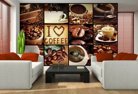 Fototapet - I love coffee - colaj (254x184 cm)