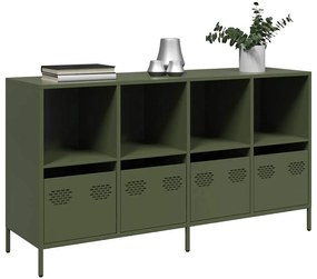 vidaXL Dulap, verde măsliniu, 135x39x73,5 cm, oțel laminat la rece