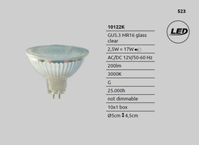 Bec GU5,3 2,5Watt 200lm 3000K