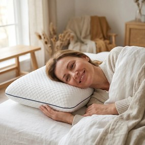 Perna ortopedica cervicala memory foam cu gel AERO-SAN, 60x44x11 cm, Alb