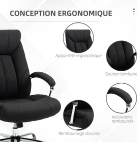 Vinsetto Fotoliu de birou, scaun de birou ergonomic, înălțime reglabilă, spătar înalt, funcție de înclinare, 65x78x118cm, negru | Aosom Romania