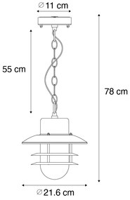 Lampă suspendată industrială din oțel IP44 - Shell