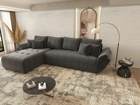 Colțar extensibil dumonde cu ladă de depozitare si sezut confortabil din spuma high-density, Berlin XL Ambience Grey 350x185 cm
