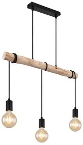 Lustra cu 3 pendule design rustic Gregor negru, natural