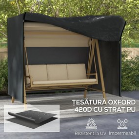 Outsunny Husă Protectoare pentru Balansoar de Grădină 3 Locuri, Rezistentă la Apă/Vânt/UV, 420D Oxford, Gri | Aosom Romania