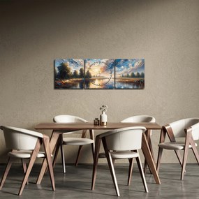 Tablou - Pictură cu soarele deasupra apei (cu ceas) (90x30 cm)