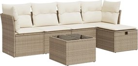 vidaXL Set canapele de grădină cu perne, 6 piese, bej, poliratan
