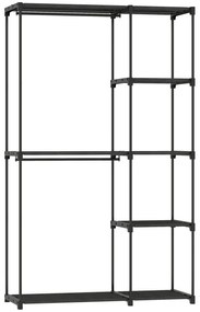 HOMCOM Dulap portabil pentru haine din țesătură neagră cu 2 bare și 6 rafturi | Aosom Romania